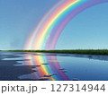 青空の虹と水溜まり 127314944