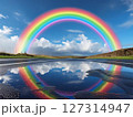 青空の虹と水溜まり 127314947
