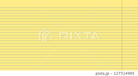Yellow legal pad lined paper. Notebook sheet background blank. Office supply and school sheets. Student or business template for memo and notes. Empty document page. Vector illustration. 127314995