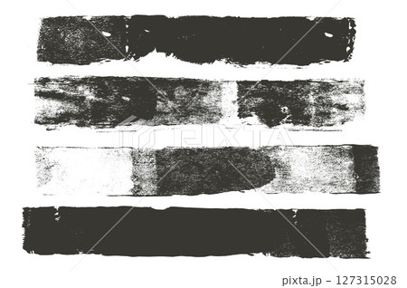 Straight long streaks. Grunge brush paint stokes. Brayer ink black lines. Thick paint rolled stripe stamps set. Chalk wide underlines Vector abstract pen smear labels banners on white background Straight long streaks. Grunge brush paint stokes. Brayer ink black lines. Thick paint rolled stripe stamps set. Chalk wide underlines Vector abstract pen smear labels banners on white background 127315028