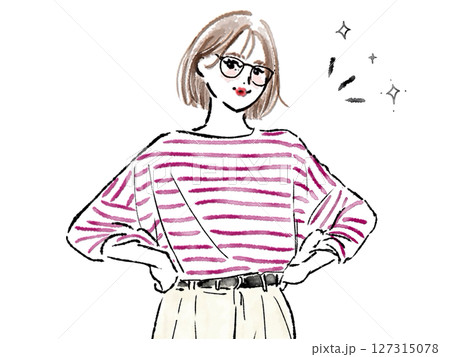 堂々と胸を張る女性のイラスト 127315078