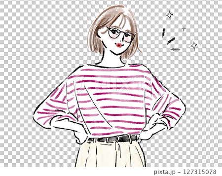 堂々と胸を張る女性のイラスト 127315078