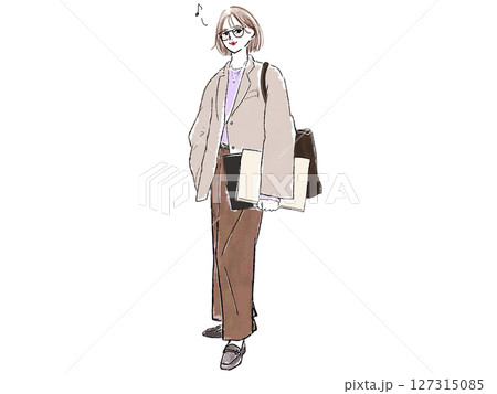 街中で待ち合わせをする女性 127315085