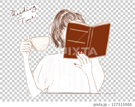 コーヒーを飲み読書する女性 127315088