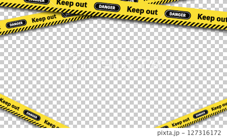 Keepout、DANGERのバリケードテープ（上下交差） 127316172