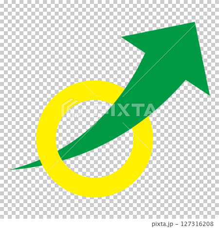 Right-sloping arrow passing through a round frame Growth White background Right-sloping arrow passing through a round frame Growth White background 127316208