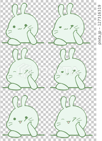 Set of 6 rabbit icons (green) 127316319