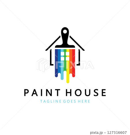 logo icon illustration house paint with a blend of brushes and rollers for house wall paint design, minimalist house, painting, interior, building, property business, wallpaper, vector concept logo icon illustration house paint with a blend of brushes and rollers for house wall paint design, minimalist house, painting, interior, building, property business, wallpaper, vector concept 127316607