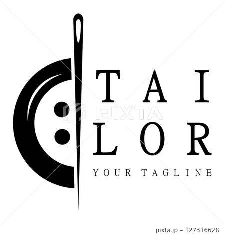 tailor logo icon illustration template combination of buttons for clothes, thread and sewing machine, for clothing product design, convection companies, fashion in vector form 127316628