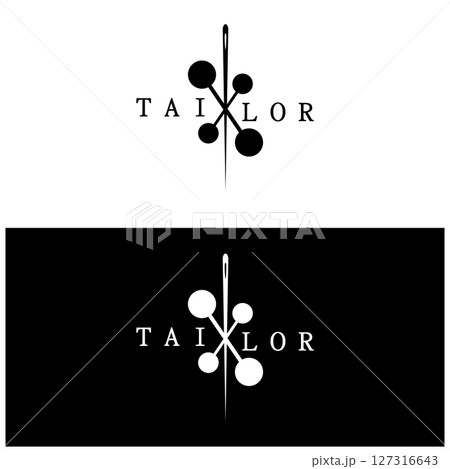 tailor logo icon illustration template combination of buttons for clothes, thread and sewing machine, for clothing product design, convection companies, fashion in vector form 127316643