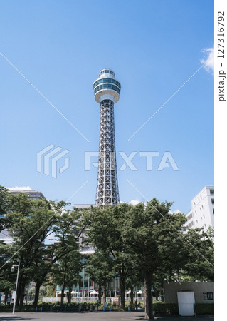 Yokohama, Japan - 05 June 2025 : Yokohama Marine Tower near Tokyo, Japan, which was filmed on a clear afternoon in early summer 127316792