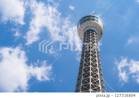 Yokohama, Japan - 05 June 2025 : Yokohama Marine Tower near Tokyo, Japan, which was filmed on a clear afternoon in early summer 127316804
