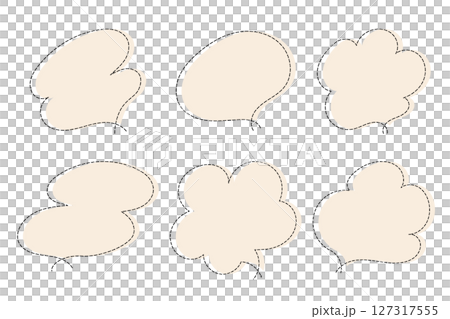 A simple and cute set of speech bubbles made with dotted lines - Beige 127317555