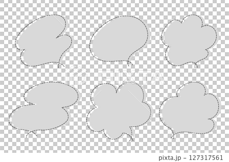 A simple and cute set of speech bubbles made with dotted lines - Gray 127317561