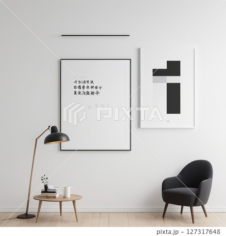 白いシンプルなリビングルーム 127317648