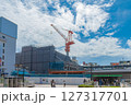 松戸駅東口より駅ビルの再開発工事風景 127317701