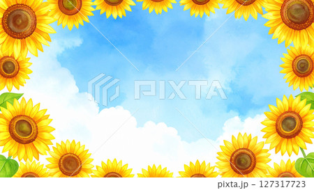向日葵　青空　コピースペース 127317723