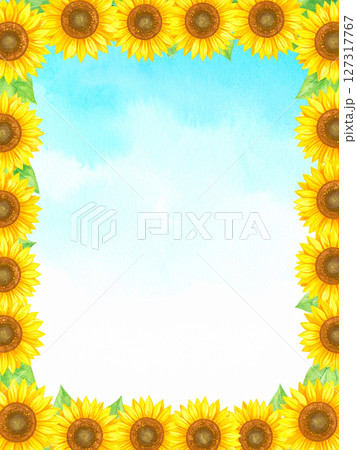 向日葵　青空　コピースペース 127317767