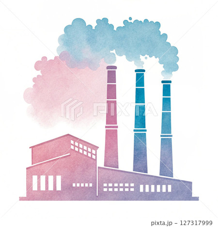 Industrial plant Clipart Elements Watercolor  127317999