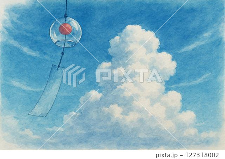 夏イメージ　夏空　風鈴 127318002