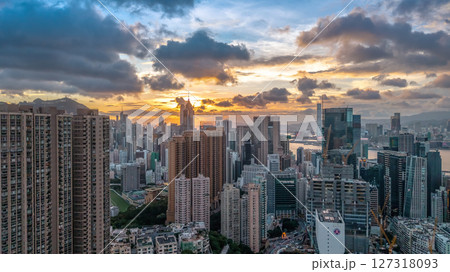 June 10 2025 Urban Cityscape Panorama Overlooking Skyscrapers at Sunset with Dramatic Sky June 10 2025 Urban Cityscape Panorama Overlooking Skyscrapers at Sunset with Dramatic Sky 127318093