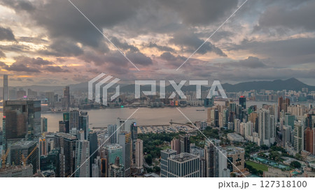 June 10 2025 View of a Cityscape Overlooking Waterfront and Urban Parkland 127318100