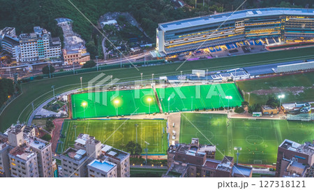 June 10 2022 View of Urban Skyline With Central Parkland and Sports Complex 127318121