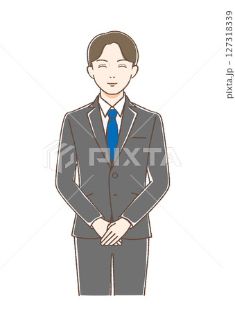 正面をむいて微笑むスーツの男性 127318339