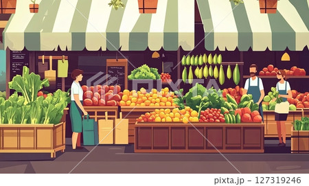 Vibrant Farmers Market with Organic Produce for Sale 127319246