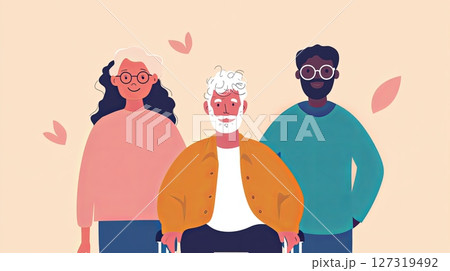 Diverse Group of People Sitting on Bench Outdoors 127319492