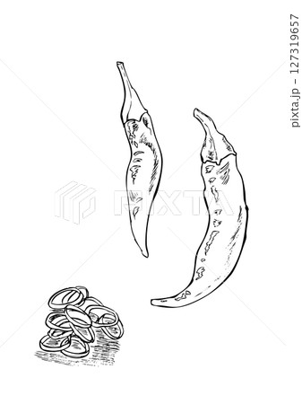 唐辛子・カット　手描き線画 127319657