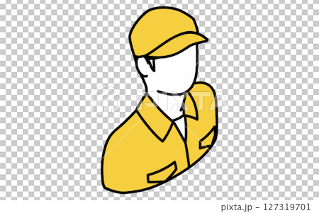 帽子を被った作業着の整備士、シンプルでかわいいアイソメトリックの線画アイコン 127319701