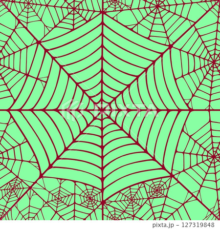 Seamless pattern with linear spider web design on color background.  127319848