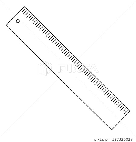 Coloring page for kids with outline vector drawing of ruler. Educational tool for measuring and drawing. For entertaining kids, back to school or education black and white printable design, DIY craft Coloring page for kids with outline vector drawing of ruler. Educational tool for measuring and drawing. For entertaining kids, back to school or education black and white printable design, DIY craft 127320025