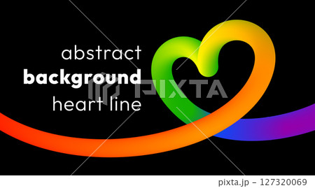 Vibrant colorful heart ribbon on black background Vibrant colorful heart ribbon on black background 127320069