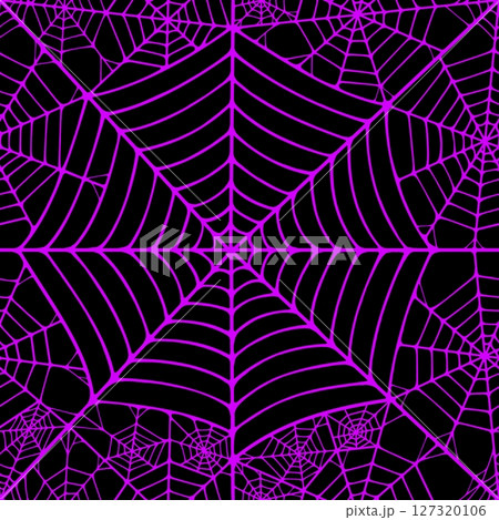 Seamless pattern with linear spider web design on color background. Seamless pattern with linear spider web design on color background. 127320106