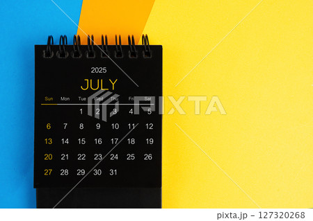 Black mini calendar for July 2025. Black mini calendar for July 2025. 127320268