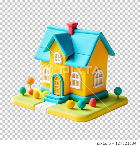 3D Home Icon Real Estate on a white background.  127321534