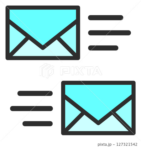 メッセージや手紙を電子メールで送受信するイラスト 127321542