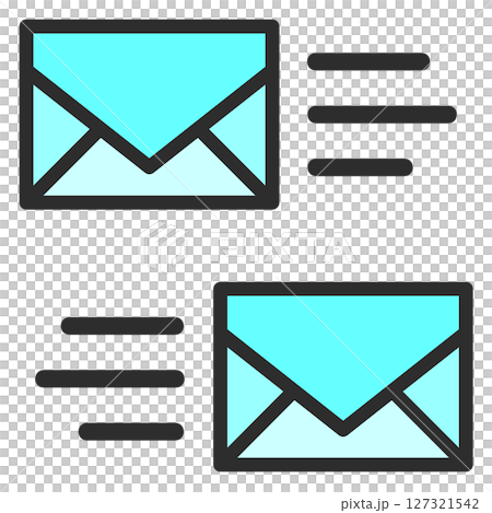 メッセージや手紙を電子メールで送受信するイラスト 127321542