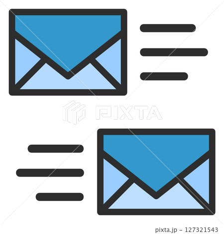 メッセージや手紙を電子メールで送受信するイラスト 127321543