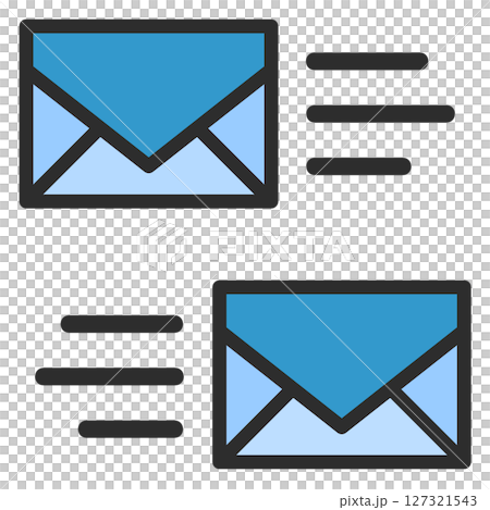 Illustration of sending and receiving messages and letters via email 127321543