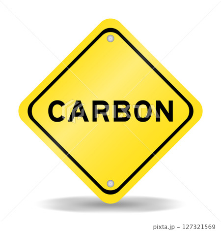 Yellow color transportation sign with word carbon on white background Yellow color transportation sign with word carbon on white background 127321569