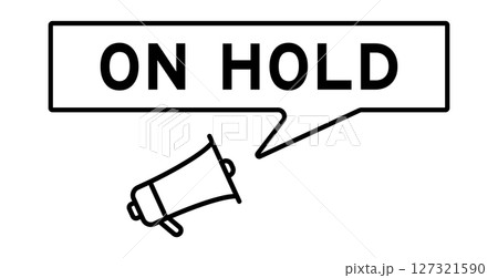 Megaphone icon with speech bubble in word on hold on white background 127321590