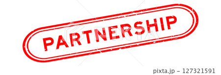 Grunge red partnership word rubber seal stamp on white background 127321591