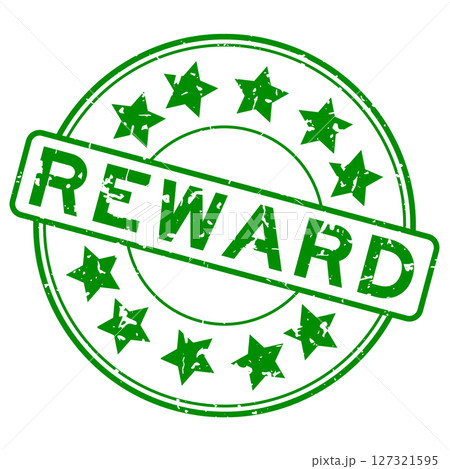Grunge green reward word with star icon round rubber seal stamp on white background Grunge green reward word with star icon round rubber seal stamp on white background 127321595