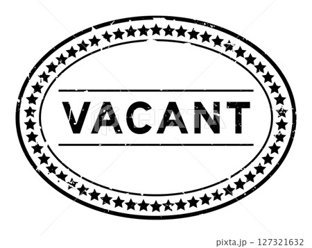 Grunge black vacant word oval rubber seal stamp on white background 127321632