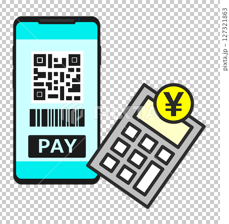 スマホ決済でお買い物をする金額を計算する電卓 スマホ決済でお買い物をする金額を計算する電卓 127321863