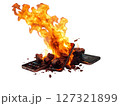 Smartphone caught on fire. 127321899