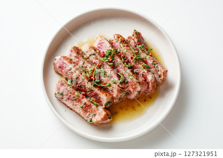 Top view of processed meats with mustard. Food concept Top view of processed meats with mustard. Food concept 127321951